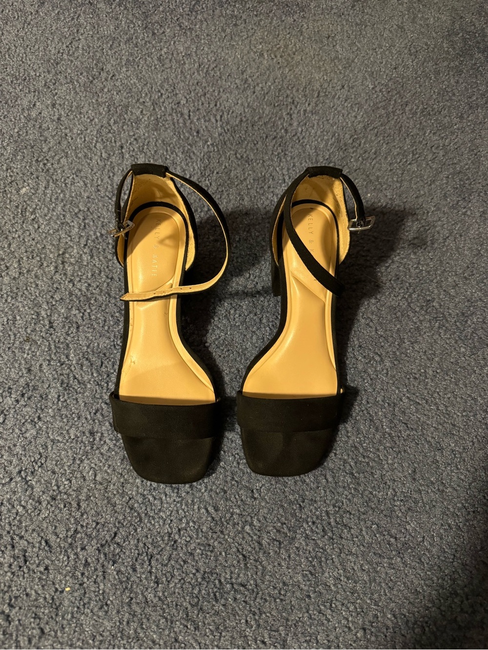 Kelly & Katie Black Strappy Block Heel Sandals